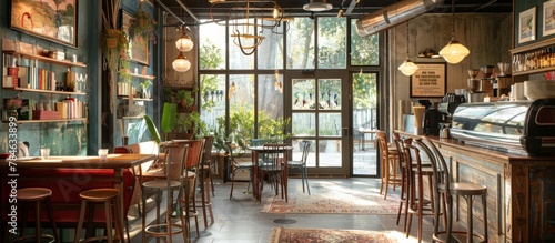 Handwoven textiles and lace add a touch of local heritage to cafe interiors. 