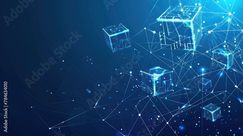 Network connection technology. Cubes and squares