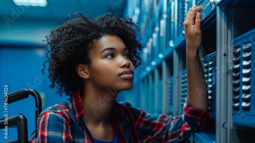Thoughtful Student by School Lockers photo