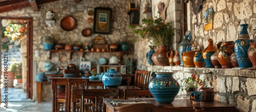 Local artwork and pottery showcase Croatian craftsmanship in Mediterranean-style cafes. © Tor Gilje