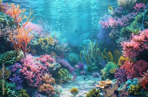 Luminous Coral Reef Ecosystem for Educational Content and Environmental Graphics