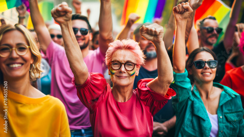 Middle-Aged Activists for LGBTQ+ Rights at Pride Event 