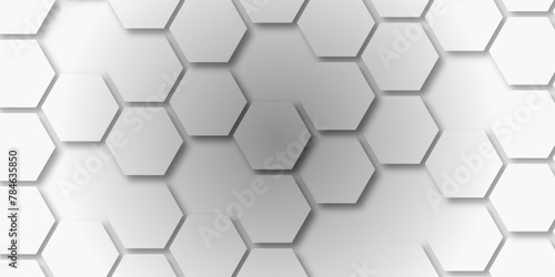 Abstract white background with hexagonal shapes. white paper texture and futuristic business .  Seamless background. Abstract honeycomb background. Surface polygon pattern with digital hexagon. photo