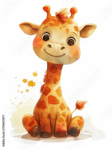 Adorable Giraffe Cartoon Character for Nursery Art and Children s Book