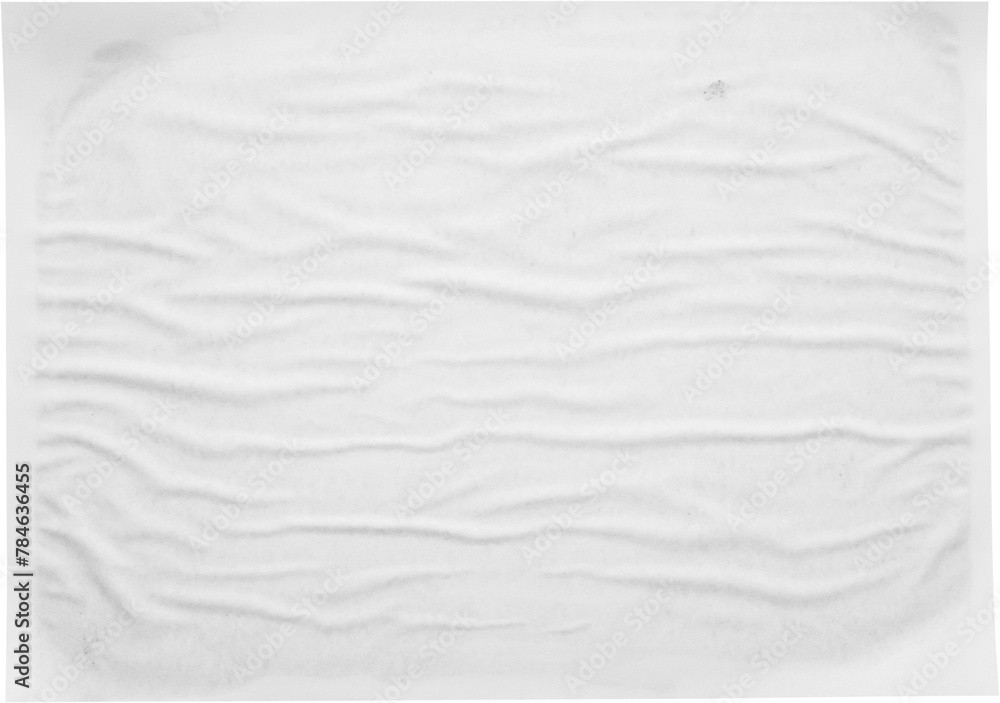 white crumpled and creased paper poster texture isolated on white background