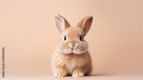 cute animal pet rabbit or bunny brown color smiling and laughing isolated with copy space for easter background, rabbit, animal, pet, cute, fur, ear, mammal, background, celebration, generate by AI