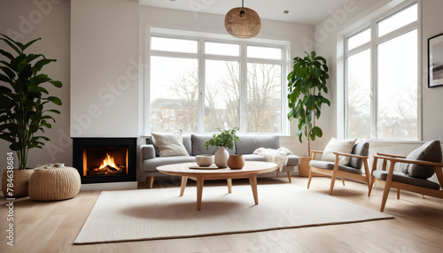 Elegant Living Room with Fireplace and Comfortable Seating