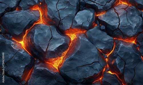 Abstract background of extinct lava with red gaps. photo