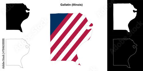 Gallatin County (Illinois) outline map set photo