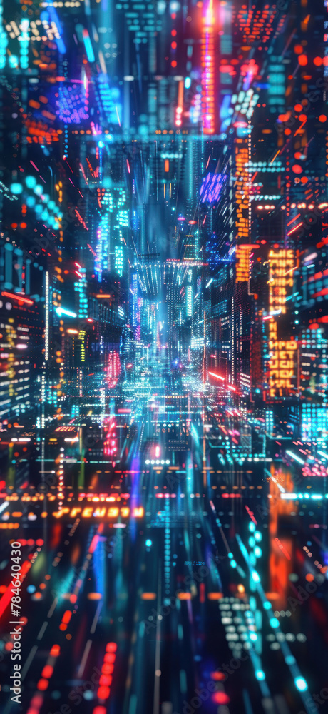 Futuristic Cyber City Aerial View, Amazing and simple wallpaper, for mobile