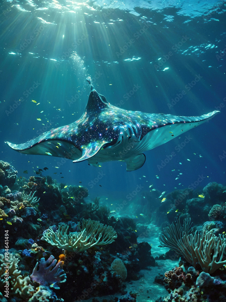 Fototapeta premium Poster Honoring Our Ocean on World Oceans Day poscat dacebook instragram Generate AI