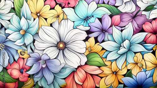 Colored drawing of flowers © syhin_stas
