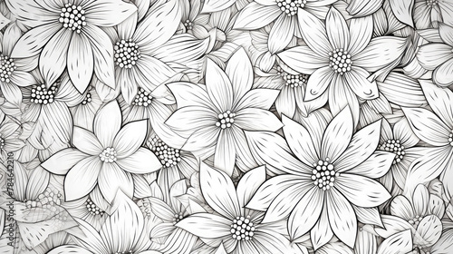 Flower coloring book. Flowers Adult Coloring Page