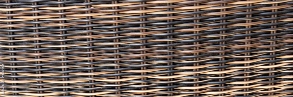 Panoramic image. Brown and black wicker of furniture for background Panoramic image. Brown and black wicker of furniture for background