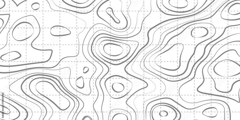 Topographic line contour map background, geographic grid map, seamless design, extraordinary  pattern in green tones, vector illustration. - obrazy, fototapety, plakaty 