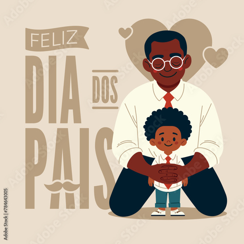 Father Hugging His Son - Illustration Vector