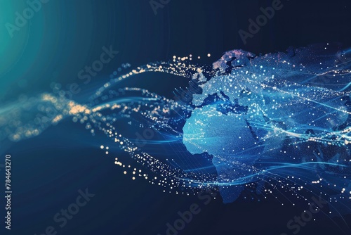 Visual concept of a global world graphic background, representing the dynamic nature of the global world concept. The illustration conveys motion and activity on a global scale.
