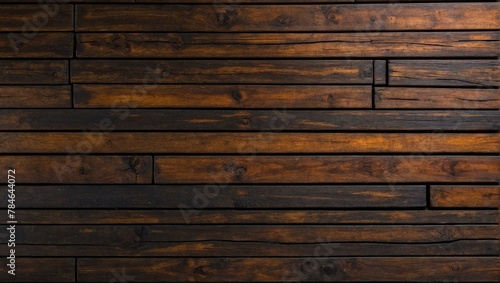 A close-up shot of dark stained wooden planks laid horizontally in a seamless, textured pattern, perfect for backgrounds