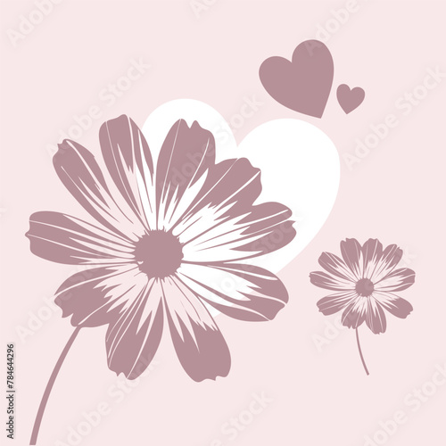 Pink flower and hearts background, Happy Fathers Day © Pixzot