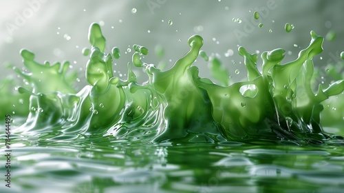 Pouring Translucent Green Liquid in White Limbo Generative AI