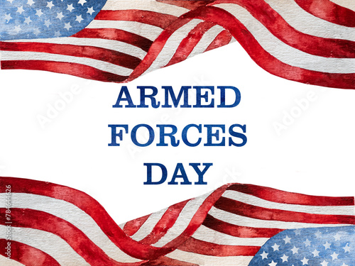 Armed Forces Day. Beautiful greeting card. Closeup, top view. National holiday concept. Congratulations for family, relatives, friends and colleagues