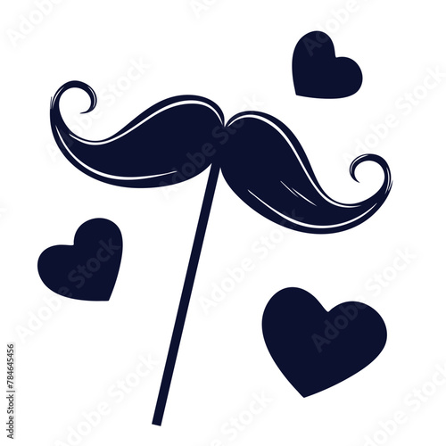 Moustache silhouette with heart vector icon, Happy fathers Day concept © Pixzot