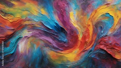 A feast for the eyes, this abstract painting swirls vivid colors to convey energy, movement, and emotion in a dynamic composition
