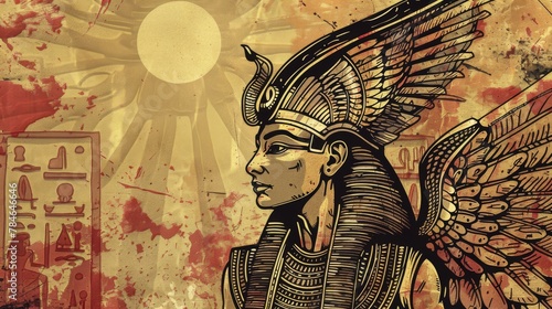 Amun Ra Egyptian pharaoh god drawing painting art wallpaper background photo