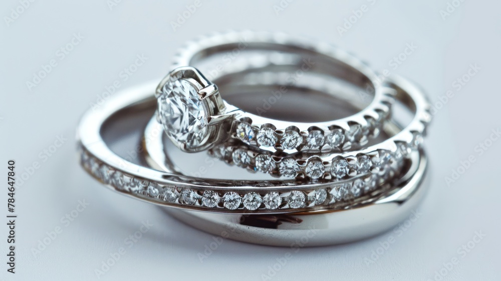 Bridal wedding rings, gold rings blurred white background Bridal wedding rings, gold rings blurred white background