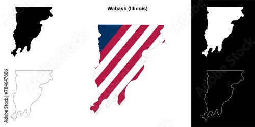 Wabash County (Illinois) outline map set photo