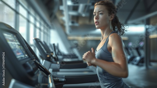 Woman Running on a Treadmill