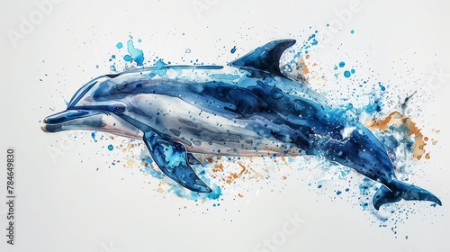 Whimsical Dolphin in Watercolor Splendor Generative AI