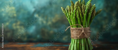 Green asparagus on an abstract background.