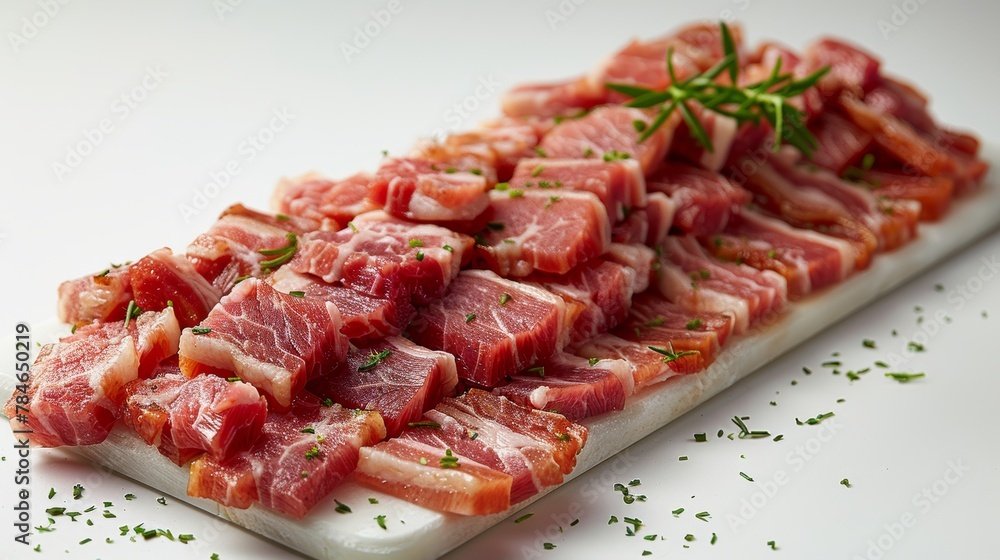 Culinary Delight: Diced Bacon in Soft Lighting Generative AI