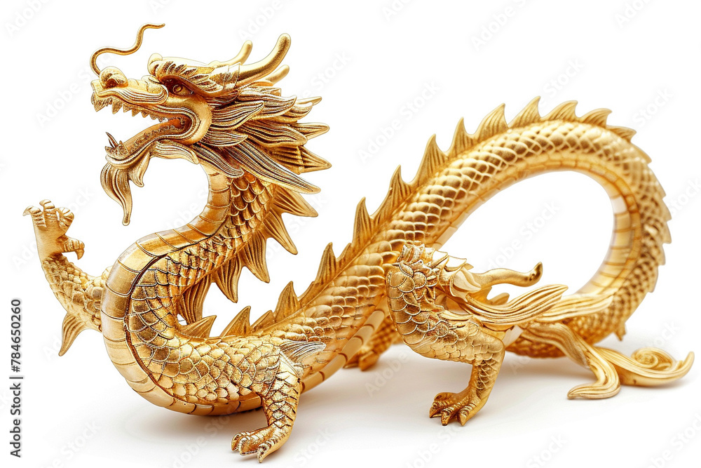 Fototapeta premium golden dragon on white