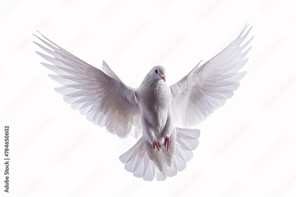 Fototapeta premium white dove flying isolated on white 
