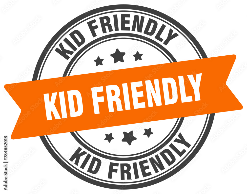 kid friendly stamp. kid friendly label on transparent background. round sign