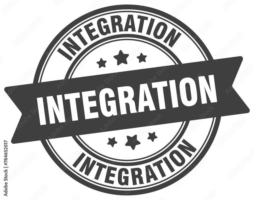 integration stamp. integration label on transparent background. round sign