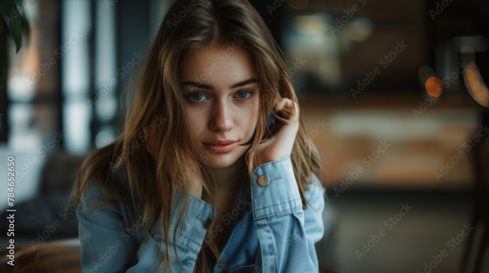 A Woman in a Denim Jacket