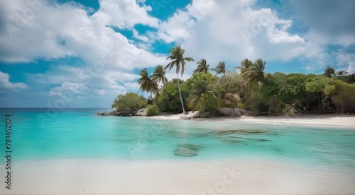Palm And Tropical Beach In Punta Cana  Dominican Republic