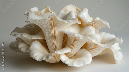 Fresh Oyster Mushroom on White Background Generative AI