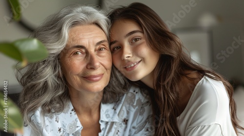 Portrait of senior woman with daughter 