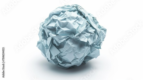 Crumpled Paper Ball Isolated on Plain Background Generative AI © Alex