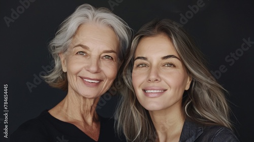 Portrait of senior woman with daughter 