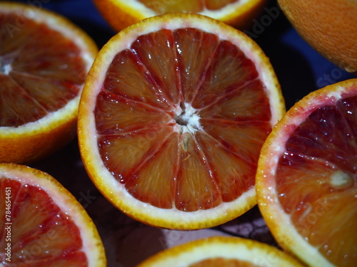 Half-cut Italian blood oranges