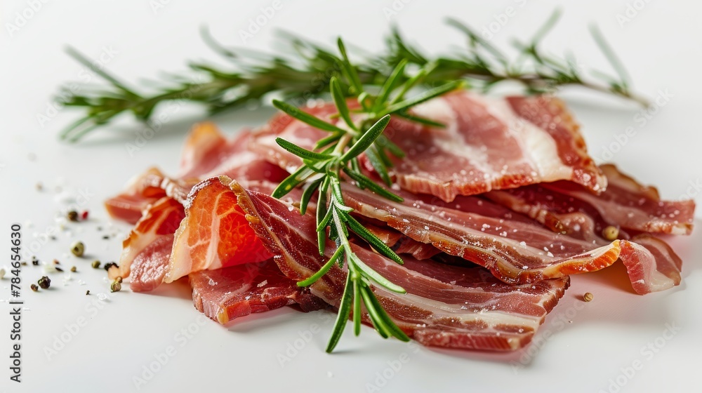 Delectable Bacon Arrangement with Rosemary Garnish Generative AI