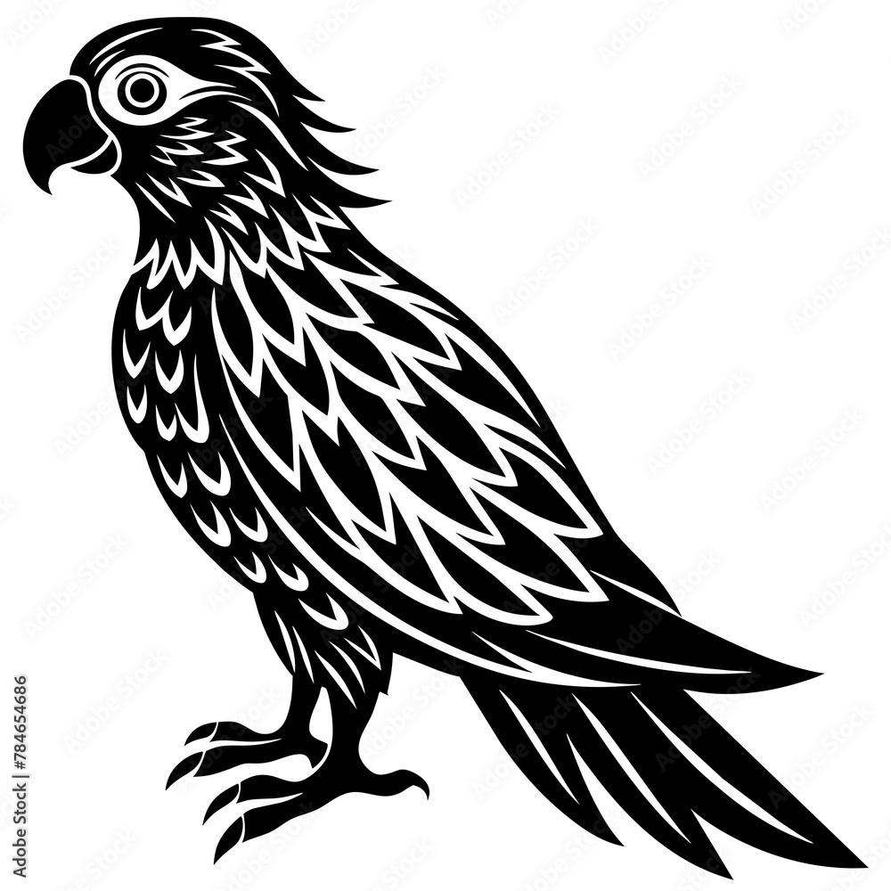 Fototapeta premium create a silhouette color image, Parrot bird vector illustration, white background, unique