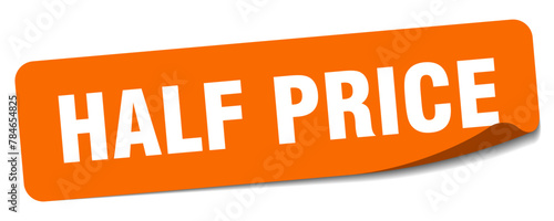 half price sticker. half price label
