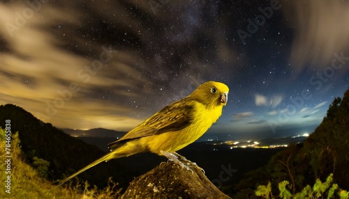 The yellow canary is vigorous and irritable AI Generated photo