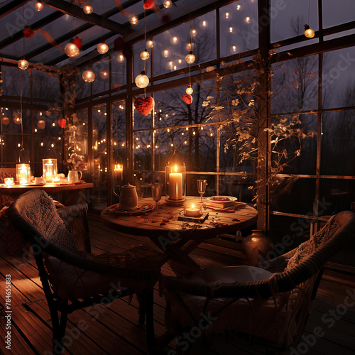 cozy evening atmosphere in a beautiful interior, dinner in a candlelit establishment, coziness